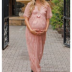 Elegant Pink Maternity Dress